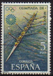 Z vendido ESPAÑA 1972 2100 Sello XX Juegos Olimpicos de Munich Remo Trainera usado Espana Spain Espagne Spagna Spanje Spanien 